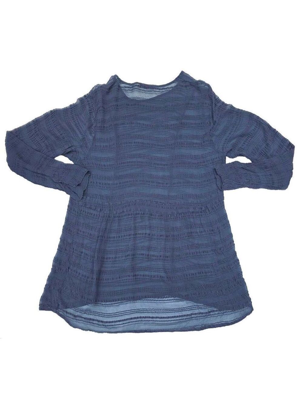 Grizas Boho Blue Sheer Long Sleeve Tunic Top Soft Stretch XL